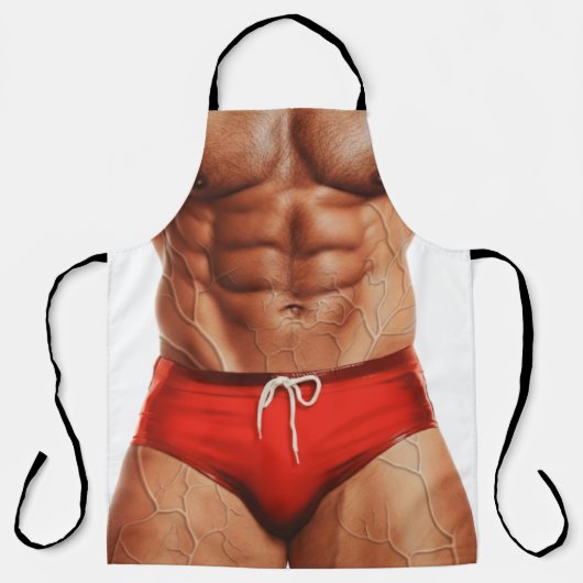 Funny Muscle Man Apron — Novelty Kitchen Apron for Schort (Voorkant)