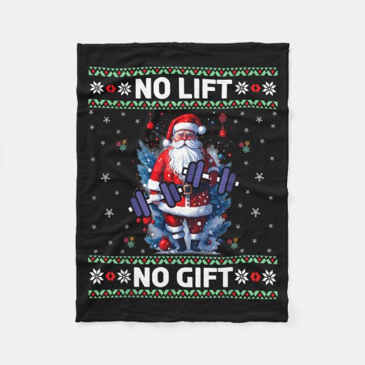 Funny Muscle Santa Lifting Ugly Christmas Sweater Fleece Deken (Voorkant)