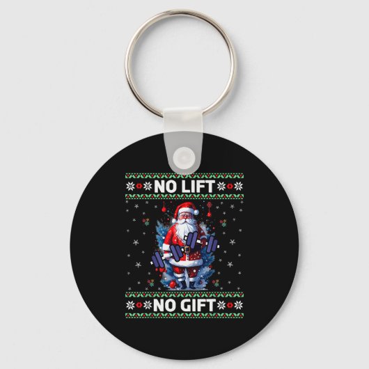 Funny Muscle Santa Lifting Ugly Christmas Sweater  Sleutelhanger (Voorkant)