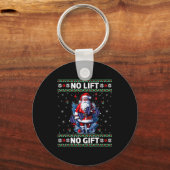 Funny Muscle Santa Lifting Ugly Christmas Sweater  Sleutelhanger (Voorkant)