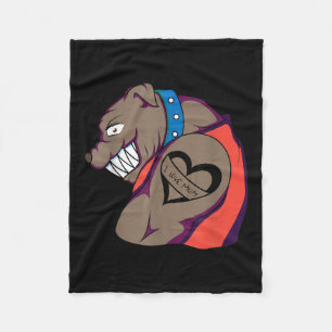 Funny Muscular Bulldog I Love Mom Tattoo Lover Fleece Deken