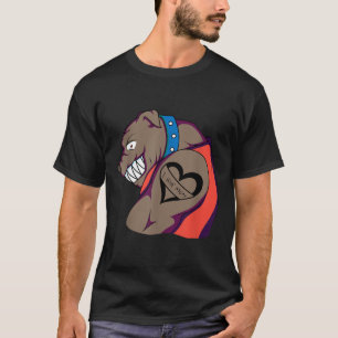 Funny Muscular Bulldog I Love Mom Tattoo Lover T-shirt
