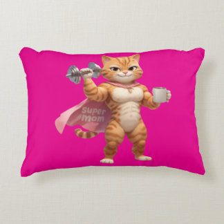 Funny Muscular Cat Fitness Motivation Pink  Accent Kussen