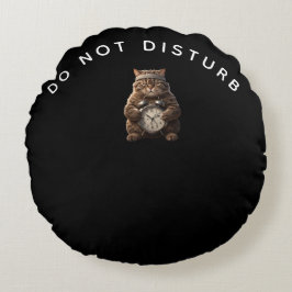 Funny Muscular Cat Off Duty Pillow Rond Kussen