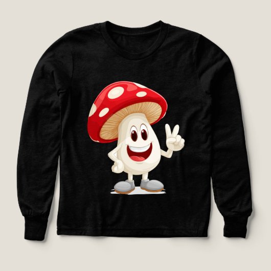 Funny Mushroom Cartoon Mascot T-shirt (Voorkant)