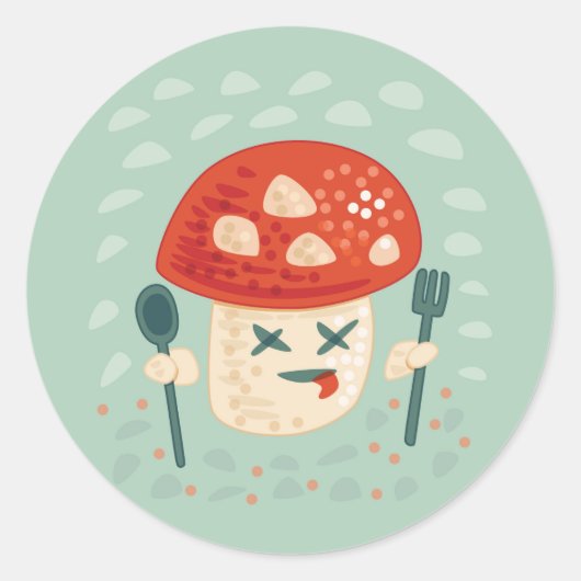 Funny Mushroom Character Cool Ronde Sticker (Voorkant)