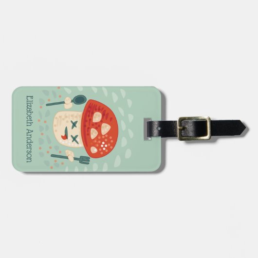 Funny Mushroom Character Crazy Bagagelabel (Voorkant horizontaal)