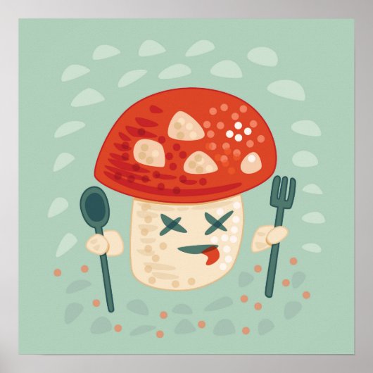 Funny Mushroom Food Character Weird Oddity Poster (Voorkant)
