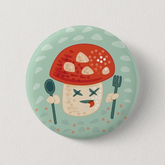Funny Mushroom Food Character Weird Oddity Ronde Button 5,7 Cm (Voorkant)