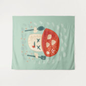 Funny Mushroom Food Character Weird Oddity Wandkleed (Voorkant (horizontaal))