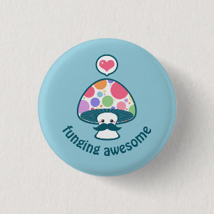 Funny Mushroom met Fungi Pun Ronde Button 3,2 Cm