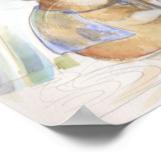 Funny Mushroom Rainy Day Hamster Poster (Hoek)