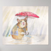 Funny Mushroom Rainy Day Hamster Poster (Voorkant)