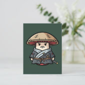 Funny Mushroom Ronin Wandering Samurai Illustratio Briefkaart (Staand voorkant)