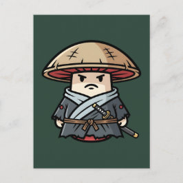 Funny Mushroom Ronin Wandering Samurai Illustratio Briefkaart