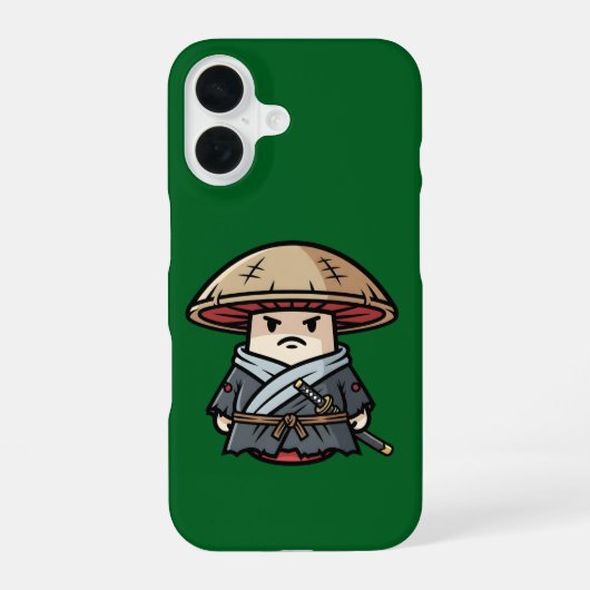 Funny Mushroom Ronin Wandering Samurai Illustratio iPhone 16 Hoesje (Achterkant)