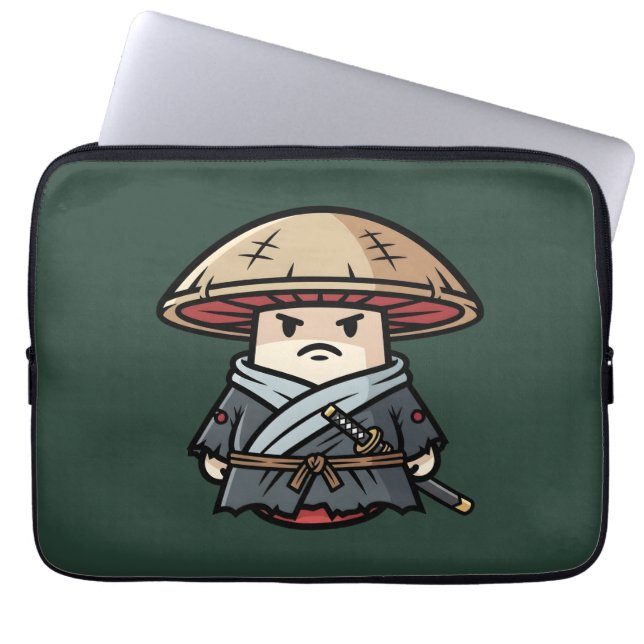 Funny Mushroom Ronin Wandering Samurai Illustratio Laptop Sleeve (Voorkant)