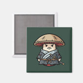 Funny Mushroom Ronin Wandering Samurai Illustratio Magneet (Voorkant / Achterkant)