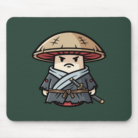 Funny Mushroom Ronin Wandering Samurai Illustratio Muismat (Voorkant)