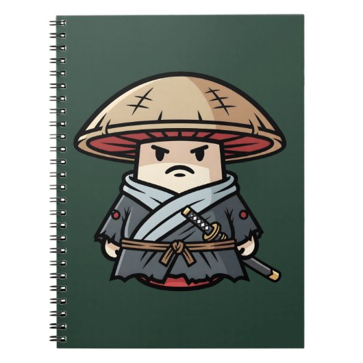 Funny Mushroom Ronin Wandering Samurai Illustratio Notitieboek (Voorkant)