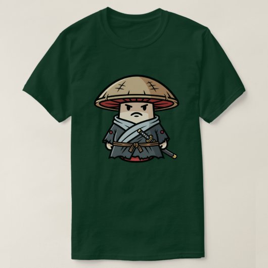 Funny Mushroom Ronin Wandering Samurai Illustratio T-shirt (Design voorkant)