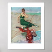 Funny  Music Art Lobster Banjo Player Beach Poster (Voorkant)