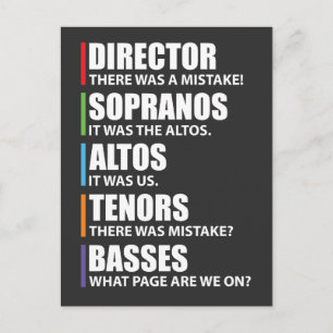 Funny Music Choir Singing Choir Joke Briefkaart