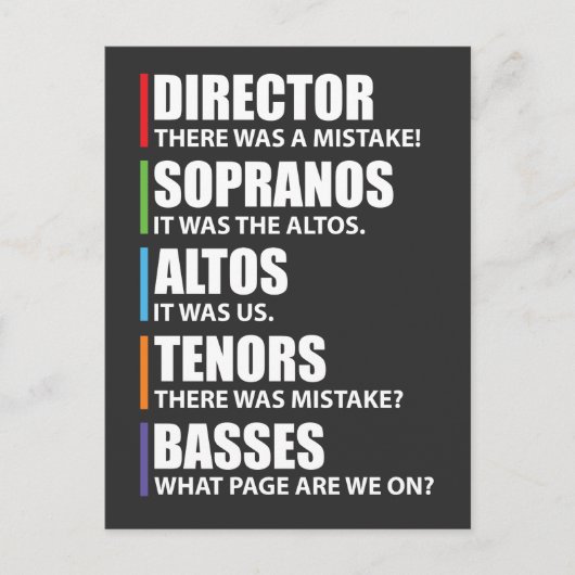 Funny Music Choir Singing Choir Joke Briefkaart (Voorkant)