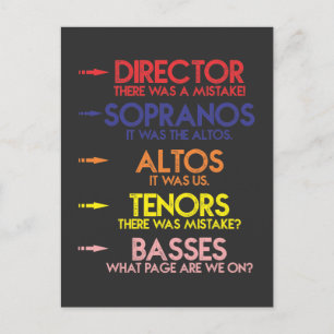 Funny Music Choir Singing Mannen Kinder Choir Joke Briefkaart