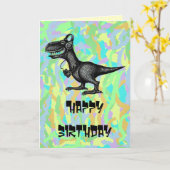 Funny Music Dinosaur happy verjaardagskaart Kaart (Gele Bloem)