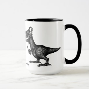 Funny music dinosaur pen inkt tekening kunst mok