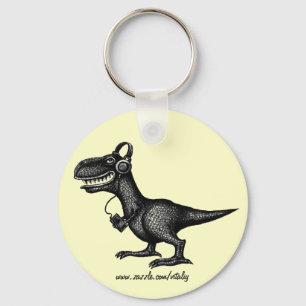 Funny Music dinosaur pen inkttekenkunst sleutelhan Sleutelhanger