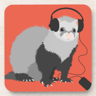 Funny Music Lover Ferret Bier Onderzetter
