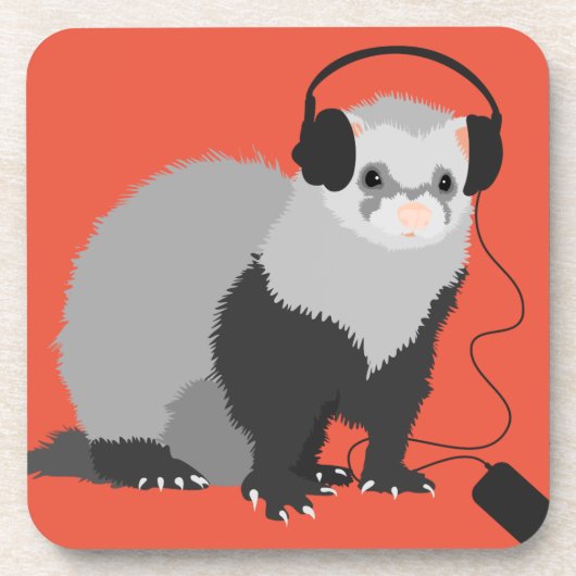 Funny Music Lover Ferret Bier Onderzetter (Voorkant)