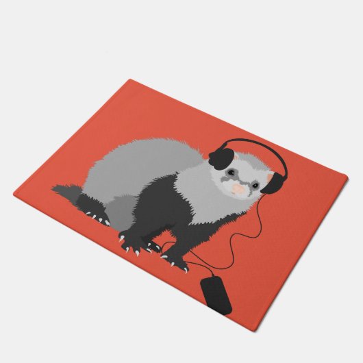 Funny Music Lover Ferret Deurmat (Schuin)