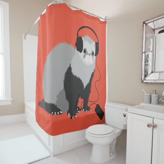Funny Music Lover Ferret Douchegordijn (In situ)