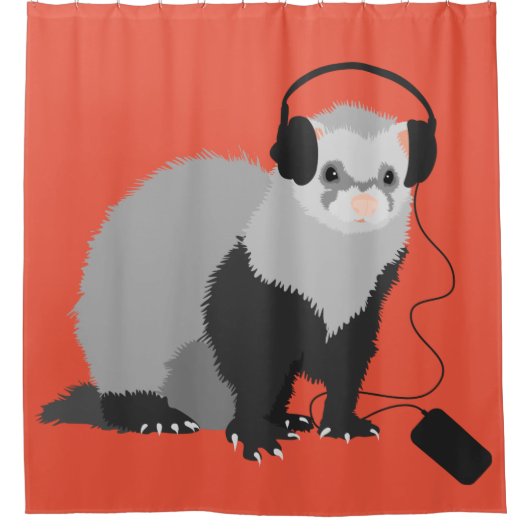 Funny Music Lover Ferret Douchegordijn (Voorkant)