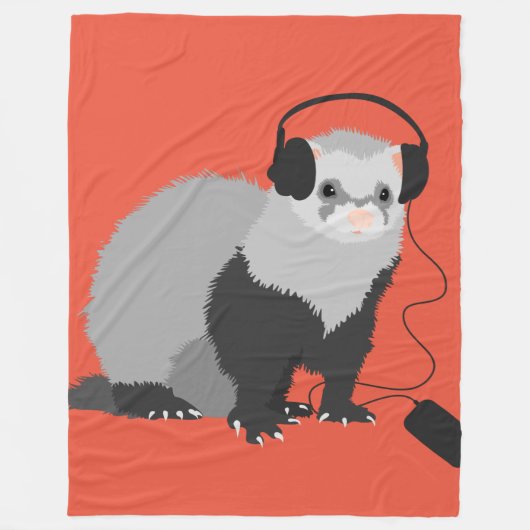 Funny Music Lover Ferret Fleece Deken (Voorkant)
