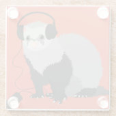 Funny Music Lover Ferret Glazen Onderzetter (Achterkant)
