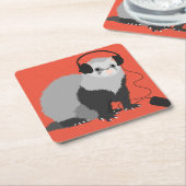 Funny Music Lover Ferret Kartonnen Onderzetters (Schuin)