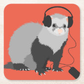 Funny Music Lover Ferret Kartonnen Onderzetters (Voorkant)
