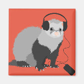 Funny Music Lover Ferret Magneet (Voorkant)