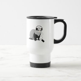 Funny Music Lover Ferret met hoofdtelefoon Reisbeker