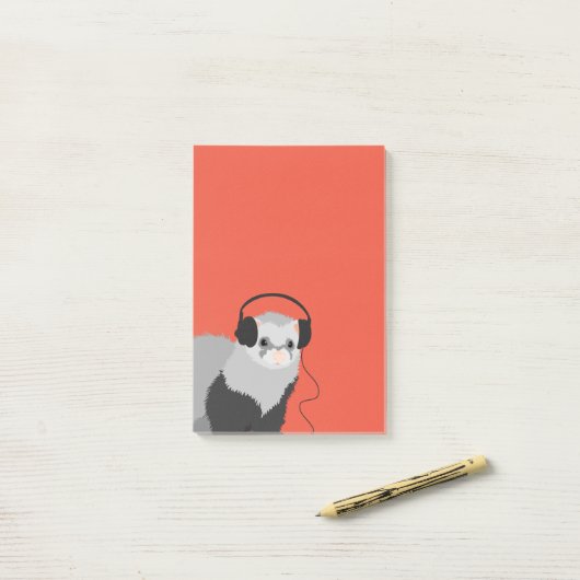 Funny Music Lover Ferret Post-it® Notes (Op bureau)