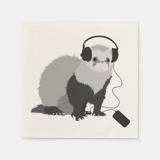 Funny Music Lover Ferret Servet (Voorkant)