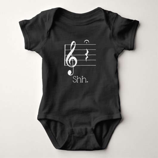 Funny Music Shh Quarter Rest en Fermata Musician Romper (Voorkant)