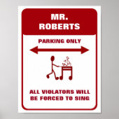 Funny Music Teacher Parking Poster - (Voorkant)