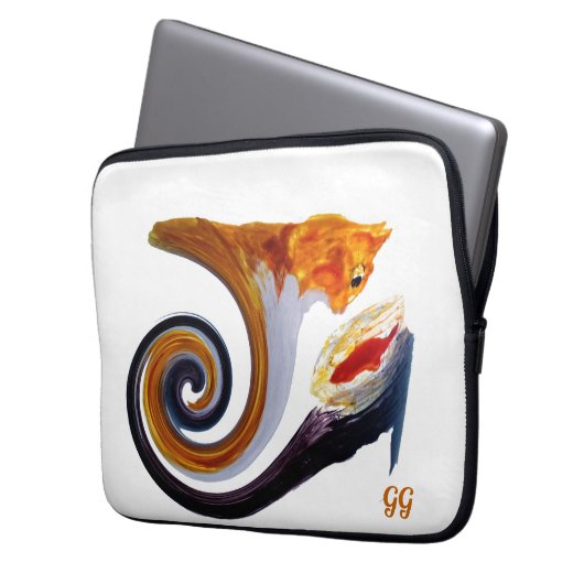 Funny Musical Art Goldfish Cat Personalized Laptop Sleeve (Voorkant Links)