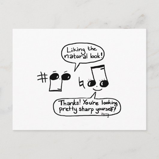 Funny Musical Compliments Cartoon: Versie II Briefkaart (Voorkant)