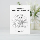 Funny Musician cat  coloring card and maze Bedankkaart (Staand voorkant)